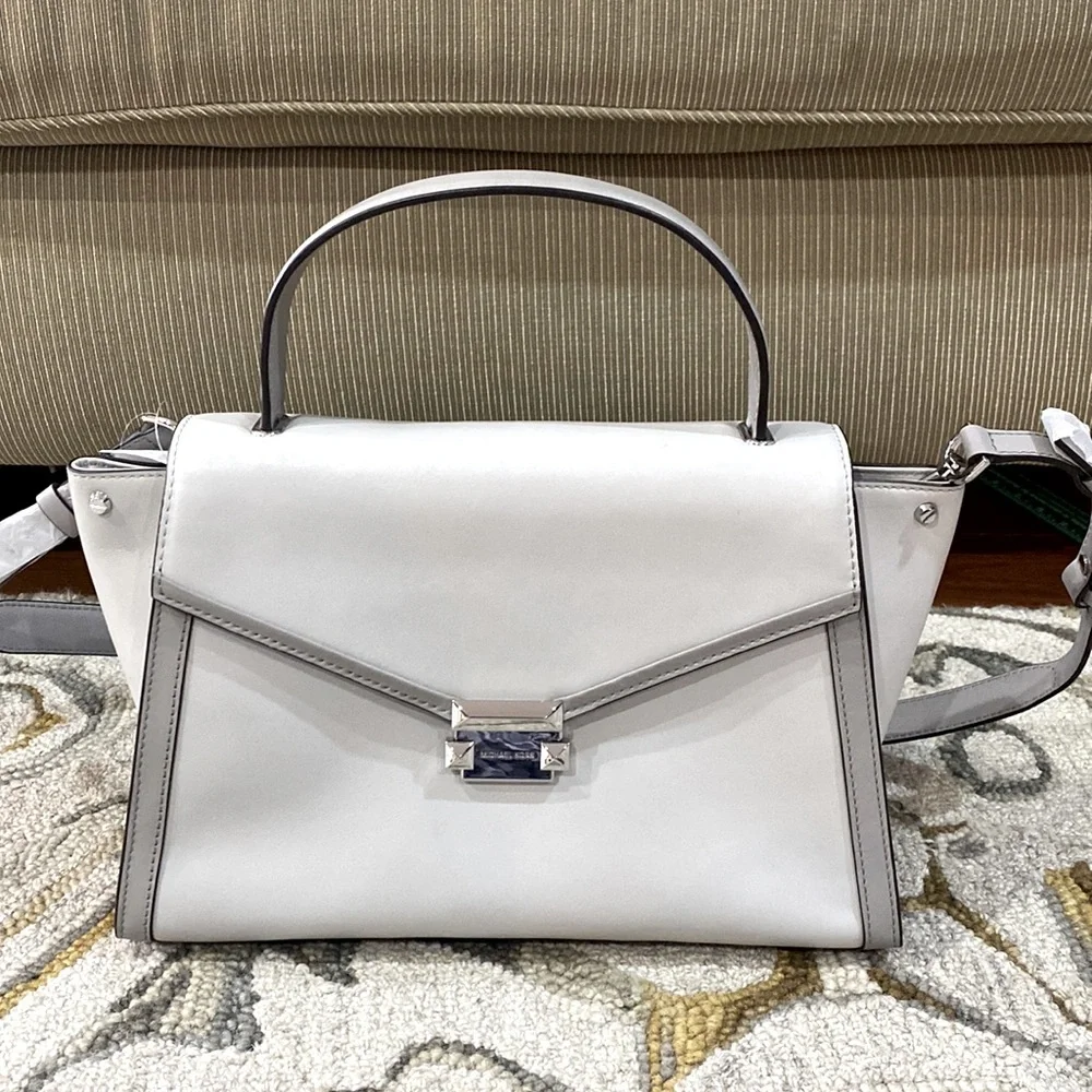 💕 Michael Kors NWT $348 Whitney gray satchel shoulder bag beautiful 💕